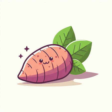 cute sweet potato cartoon vector illustration. Sweet potato character design.のイラスト素材