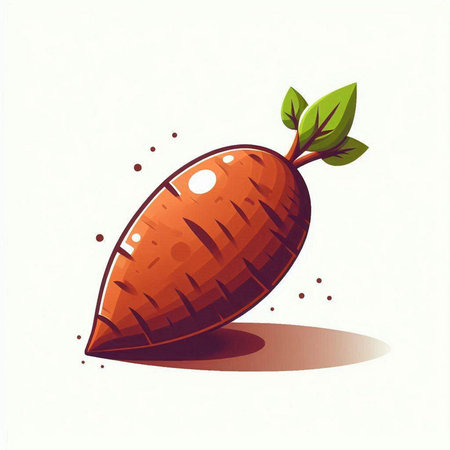 Illustration of a carrot with leaves on a white background - vectorのイラスト素材