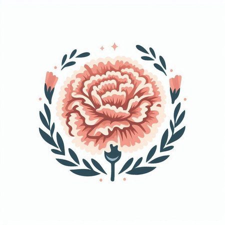 Carnation flower emblem. Hand drawn vector illustration isolated on white background.のイラスト素材