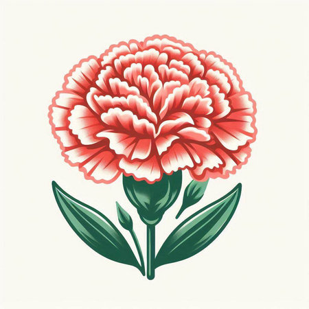 Carnation flower vector illustration. Hand drawn red carnation.のイラスト素材