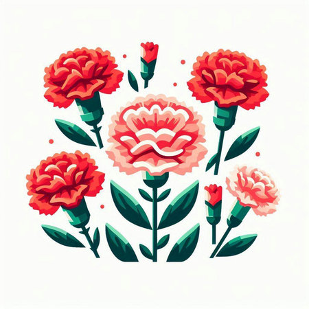 Carnation. Vector illustration. Isolated on white background.のイラスト素材