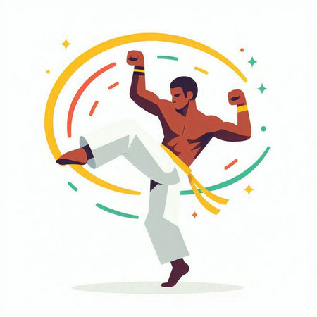 Tae Kwon Do student. Vector illustration in flat style.のイラスト素材