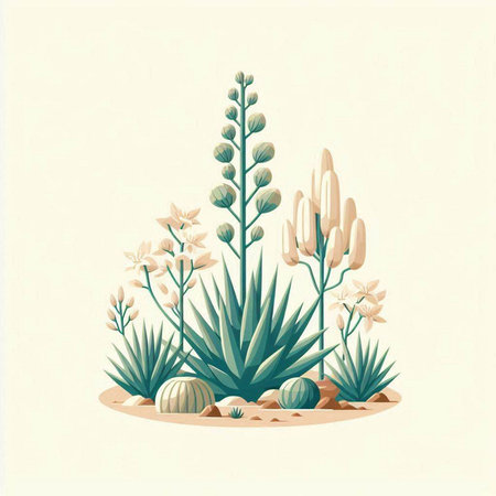 Vector illustration of a succulent plant in a flat style. Suitable for postcards, posters, web design.のイラスト素材