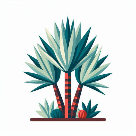 Palm tree in flat style on white background. Vector illustration.のイラスト素材
