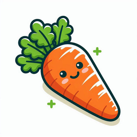Cute carrot character. Vector illustration isolated on a white background.のイラスト素材
