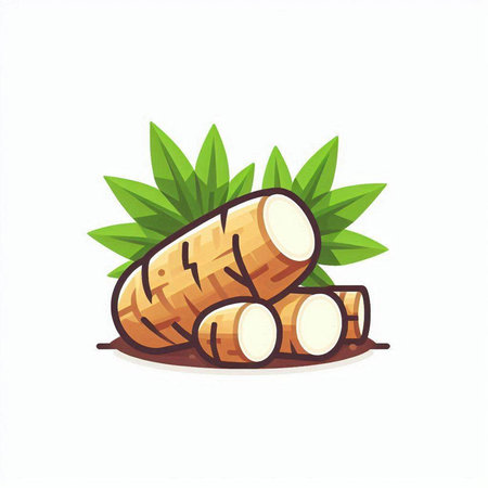 Cassava vector illustration isolated on white background. Tapioca root icon.のイラスト素材