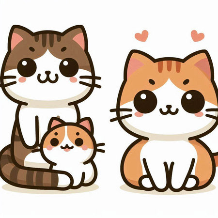 cute cat and cat family in love vector illustration eps 10のイラスト素材