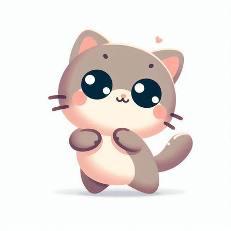 Cute cartoon cat. Vector illustration isolated on a white background.のイラスト素材