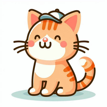 Cute cartoon cat. Vector illustration isolated on a white background.のイラスト素材