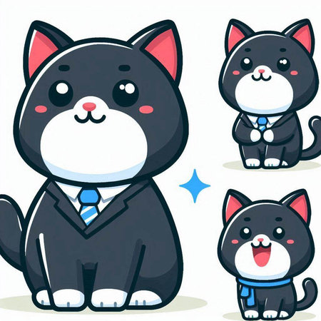 Cute cartoon dog and cat in business suit. Vector illustration.のイラスト素材