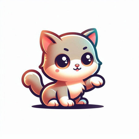 Cute cat on a white background. Cartoon character. Vector illustration.のイラスト素材