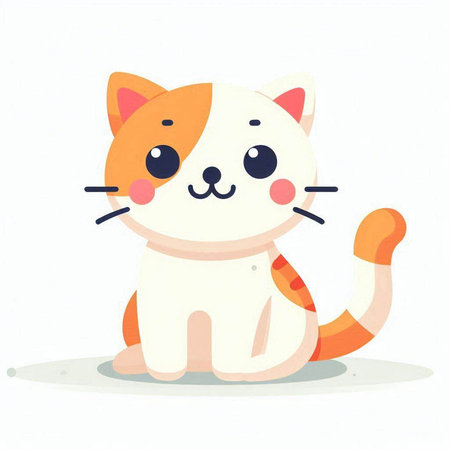 Cute cat vector illustration. Cute cartoon kitty character.のイラスト素材