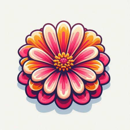 Illustration of a colorful daisy isolated on a white background.のイラスト素材