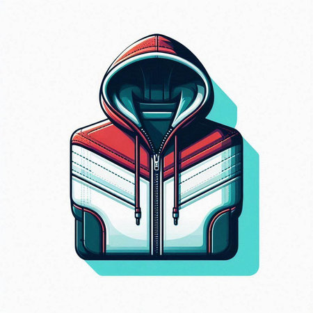 Vector illustration of a hooded jacket with a hood on a white backgroundのイラスト素材
