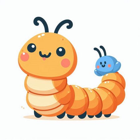 Cute cartoon caterpillar. Vector illustration isolated on white background.のイラスト素材