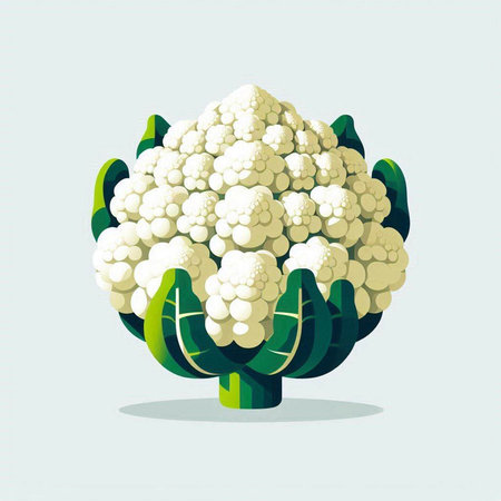 Cauliflower vector illustration. Cauliflower on blue background.のイラスト素材