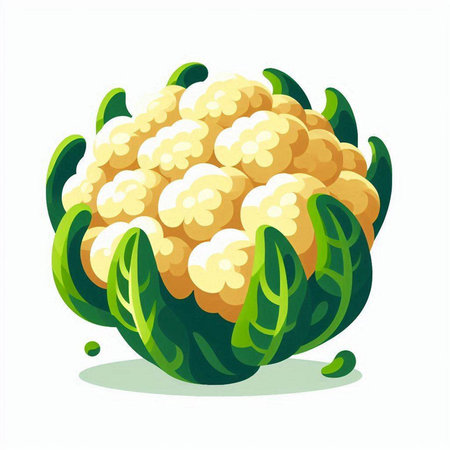 Cauliflower vector illustration. Cauliflower isolated on white background.のイラスト素材