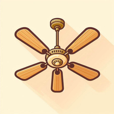 Ceiling fan icon in flat design style. Vector illustration.のイラスト素材