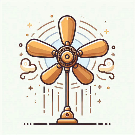 Vintage electric fan icon. Vector illustration isolated on white background.のイラスト素材