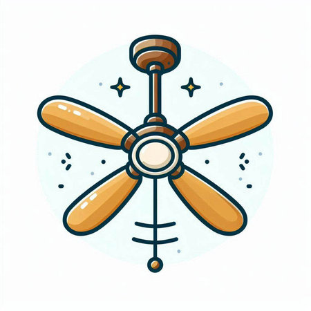 Ceiling fan icon. Flat vector illustration isolated on white background.のイラスト素材