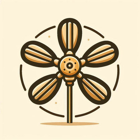 Vintage retro windmill icon. Vector illustration in flat style.のイラスト素材