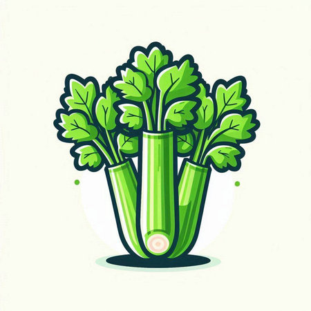 Celery vector illustration. Fresh celery isolated on white background.のイラスト素材