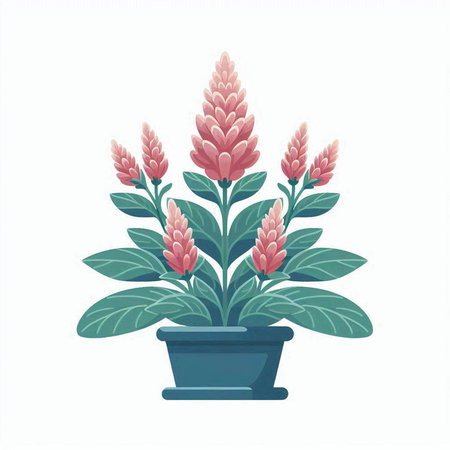 Flowers in a pot on a white background. Vector illustration.のイラスト素材