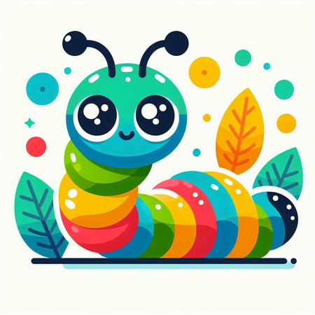 Cute cartoon caterpillar. Colorful vector illustration for children.のイラスト素材