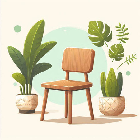 Illustration of a chair in a flower pot. Vector illustration.のイラスト素材