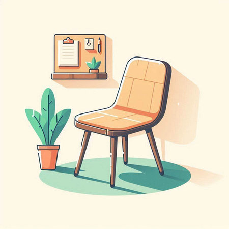 Illustration of a chair in a flat style. Vector illustration.のイラスト素材