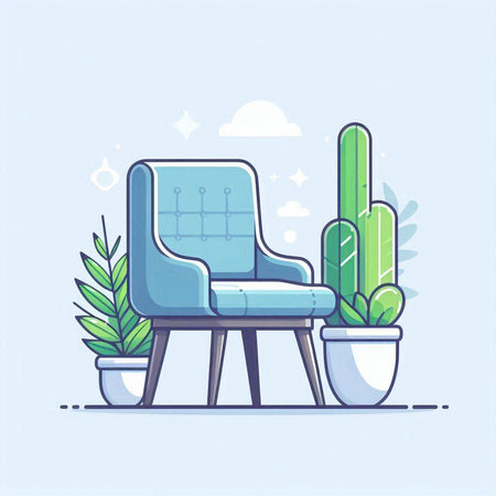 Comfortable armchair in the living room. Vector illustration in flat styleのイラスト素材