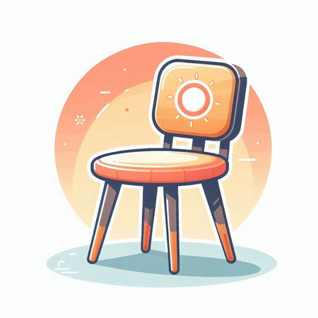 Illustration of a chair with a sun on a white background.のイラスト素材