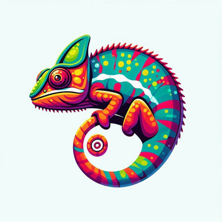 Colorful chameleon on a white background. Vector illustration.のイラスト素材