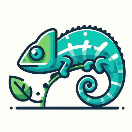 Colorful chameleon on a white background. Vector illustration.のイラスト素材