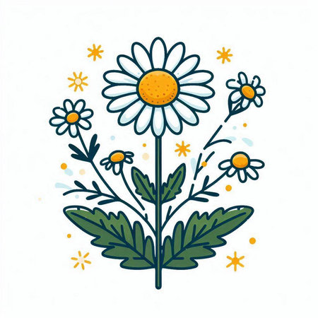 Chamomile icon. Hand drawn vector illustration in doodle style.のイラスト素材