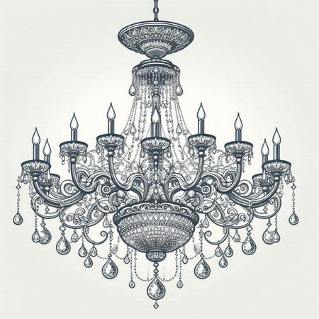 Hand drawn chandelier. Sketch for your design. Vector illustration.のイラスト素材