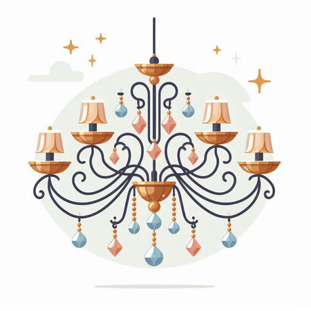 Chandelier. Vector illustration of a chandelier on a white background.のイラスト素材