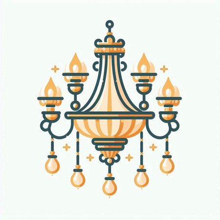 Luxury chandelier. Vector illustration in retro style.のイラスト素材