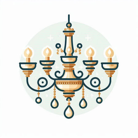 Vintage chandelier icon in flat style. Vector illustration.のイラスト素材