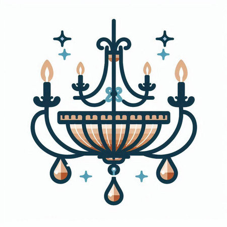 Vintage chandelier. Retro chandelier. Vector illustration.のイラスト素材
