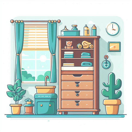 Furniture in the interior of the room. Vector illustration.のイラスト素材