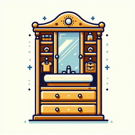 Bathroom furniture. Bathroom interior design. Vector illustration.のイラスト素材