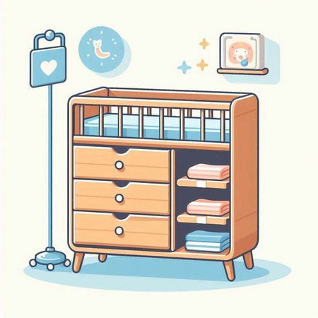 Illustration of a bedside table in a flat style. Vector illustrationのイラスト素材