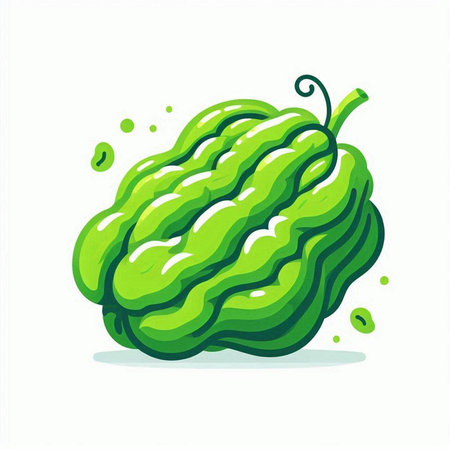 Bitter melon isolated on a white background. Vector illustration.のイラスト素材