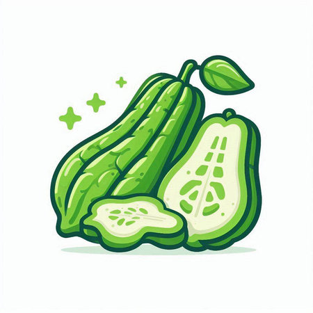 Cucumber vector illustration. Cucurbita pepo.のイラスト素材