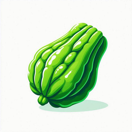 Bitter melon isolated on a white background. Vector illustration.のイラスト素材