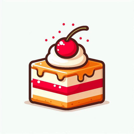 Cake vector icon. Vector illustration of cake with cherry on top.のイラスト素材