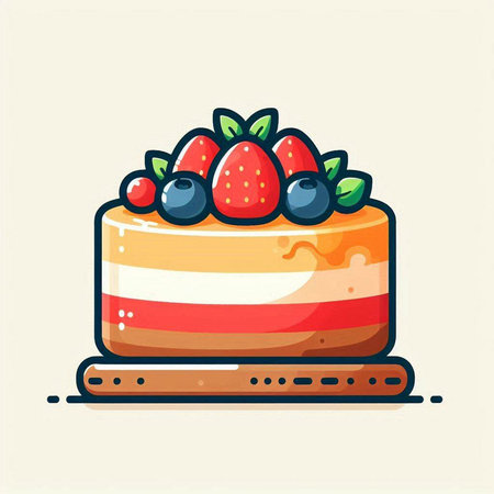 Cake with berries. Vector illustration of a piece of cake.のイラスト素材