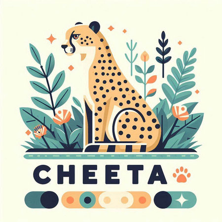 Cheetah in flat style. Vector illustration of a wild animal.のイラスト素材
