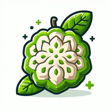 Kaffir lime fruit cartoon vector illustration isolated on white background.のイラスト素材